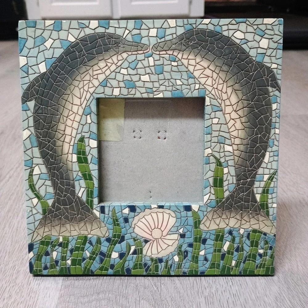 Dolphin Mosaic Look Picture Frame 3 X 3 Inch Picture
